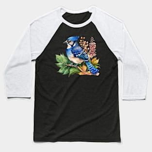 Watercolor Blue Jay Baseball T-Shirt